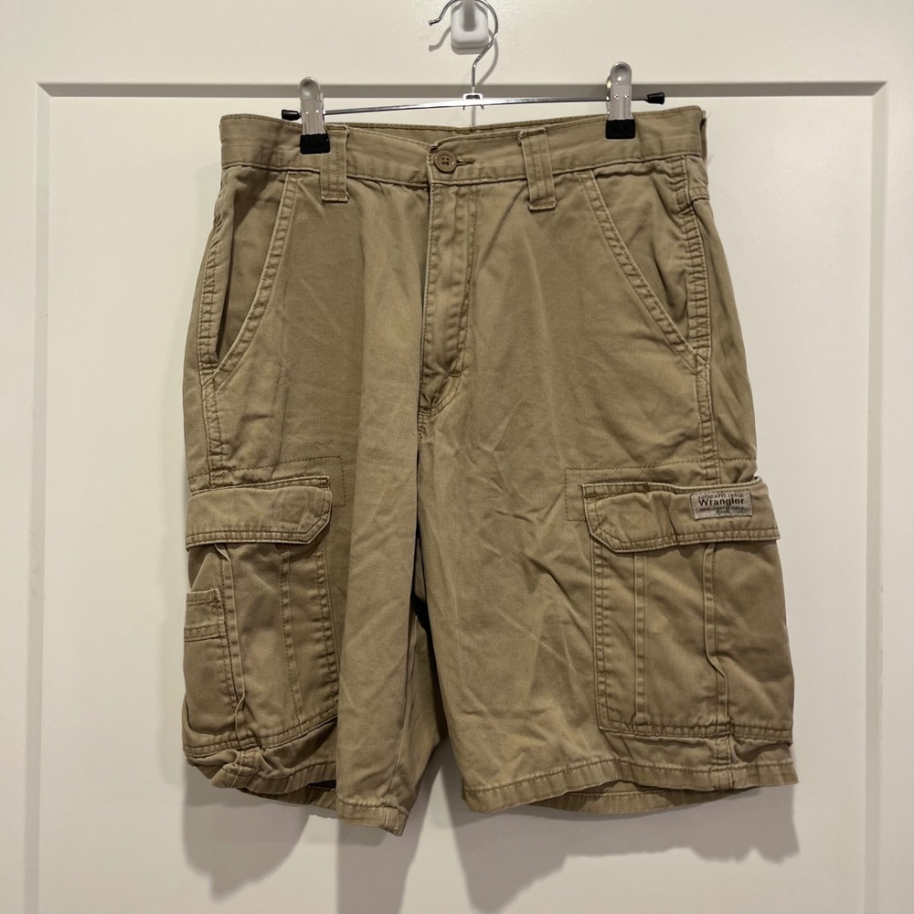 Wrangler Authentics Mens Khaki Cargo Shorts Size 30 Cotton 60CTWGR Tan
